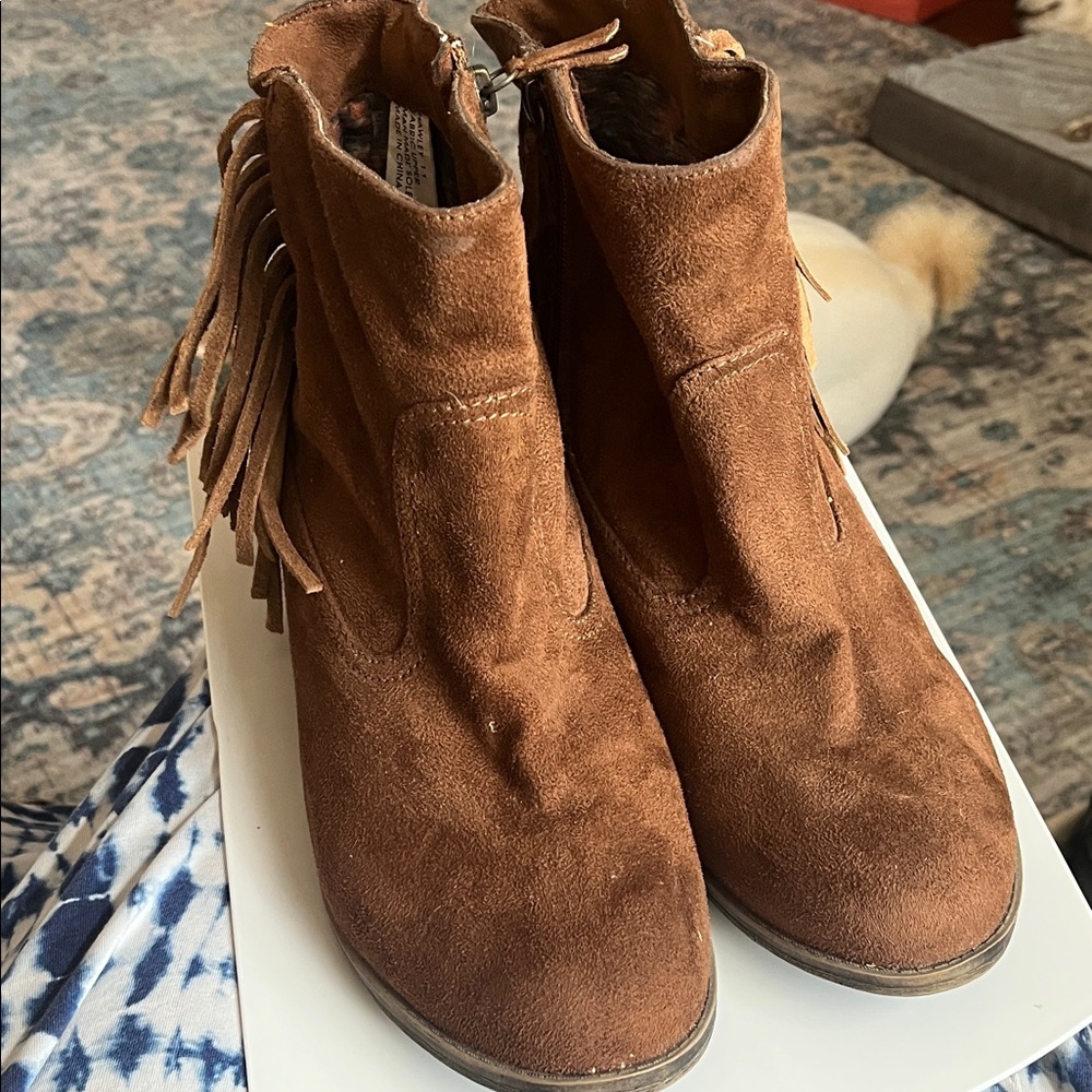 Rock & Candy Brown Fringe Ankle Booties